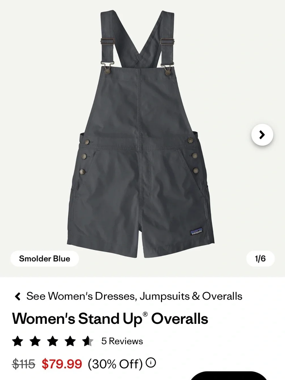 Patagonia Charcoal Short Overalls Romper